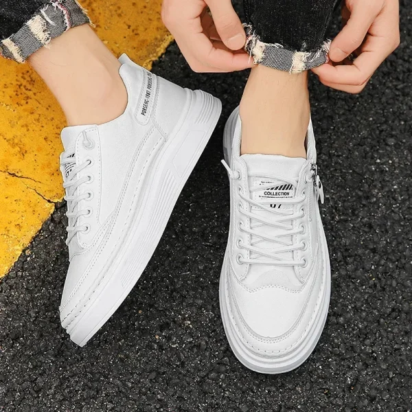 Unisex White Sneakers Summer Lace Up Thick Bottom Casual Flats Anti-slip Outdoor Walking Sports Board Shoes Sapatos Femininos - Image 2